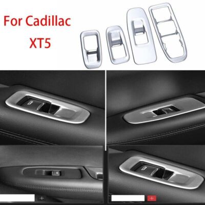 Trim Matte Silver For Cadillac XT5 Window Lift Panel Switch Cover