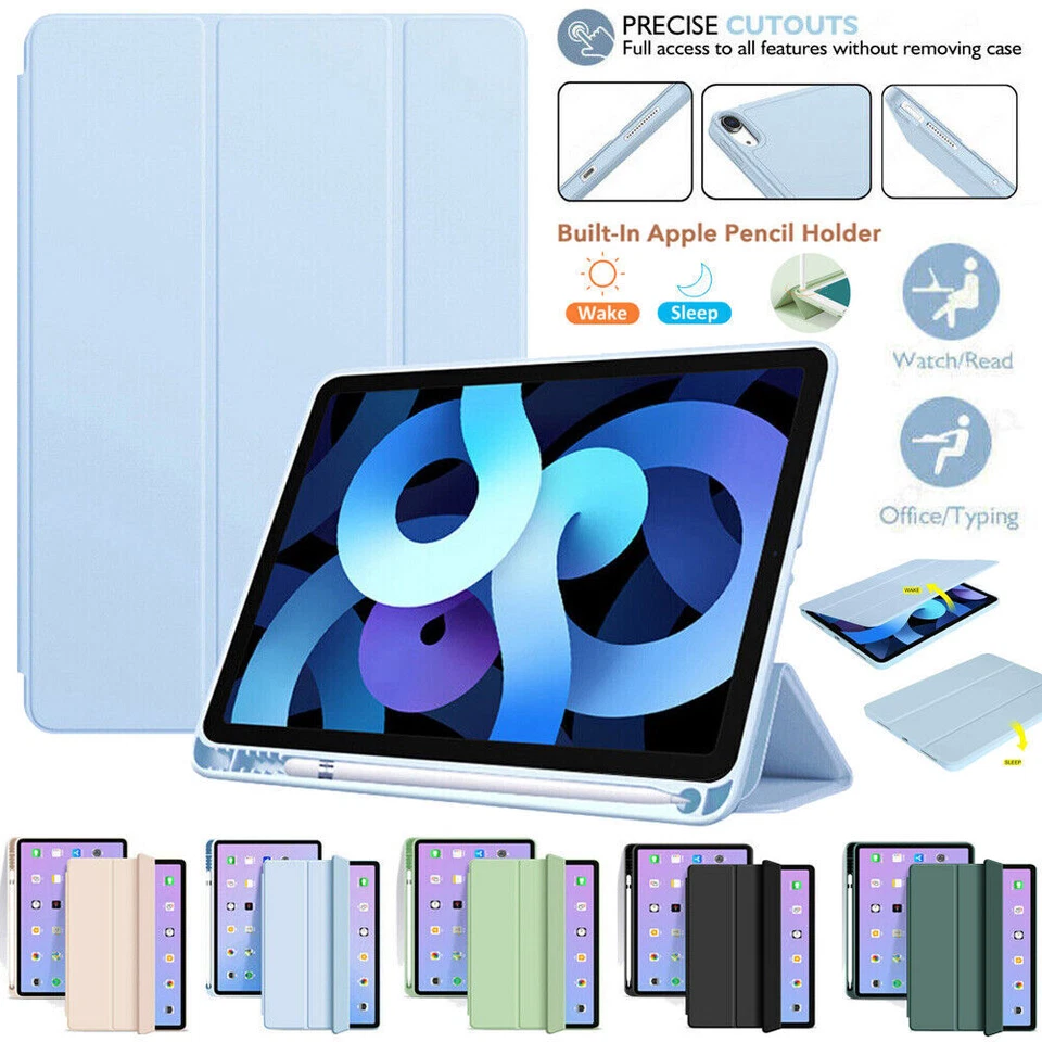 Case for iPad 10.2 7th 8th 9th 10th Gen Pro 11 Air 4 5 Stand Cover Pencil Holder - Image 2 of 4