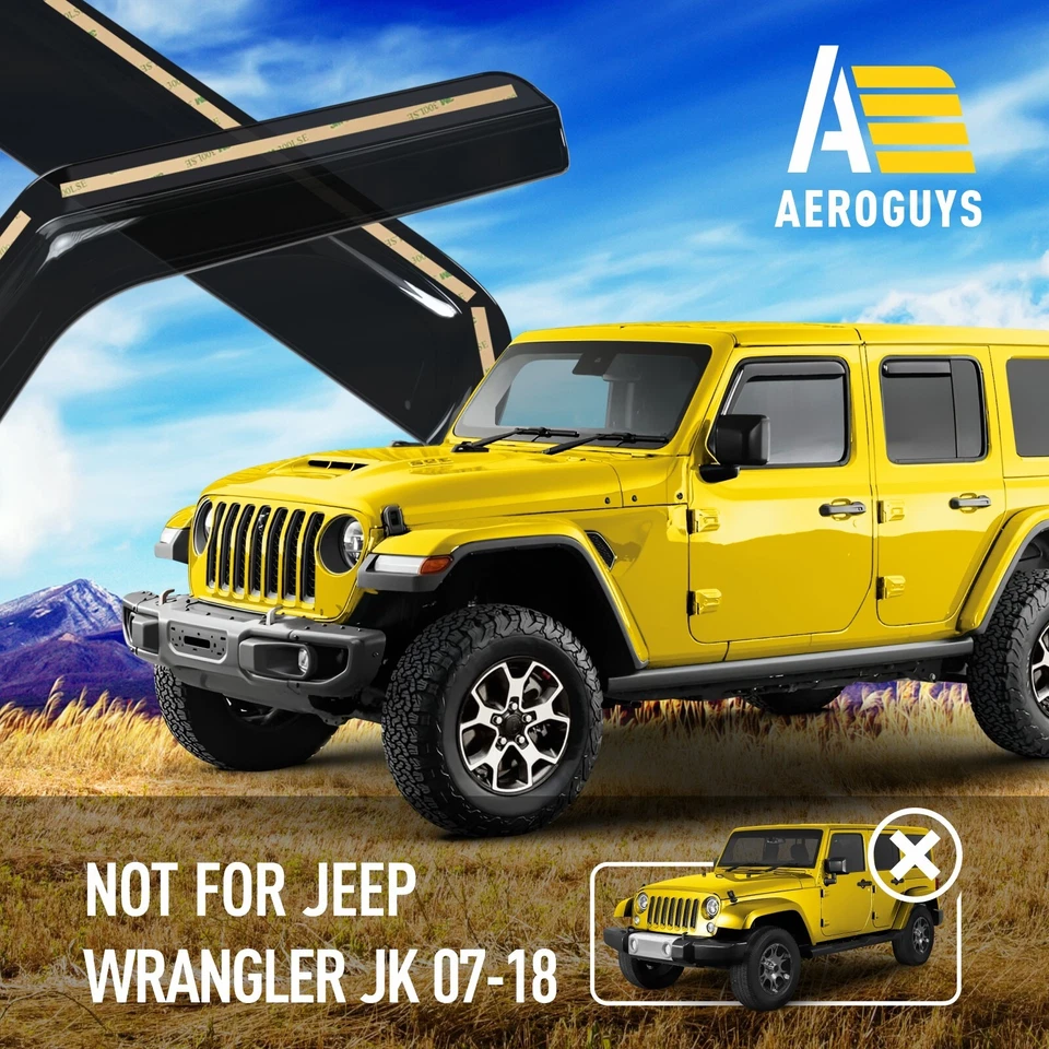 Protectores de lluvia viseras de ventilación para Jeep Wrangler JL 2018-2025 Foto 4 de 4