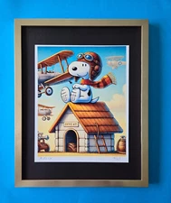 AIDAN FLUX | Hand Signed Authentic Print Framed Snoopy Aviator 7/63 with COA