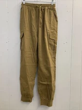 Pantalon Joggers Pants Womens Small Brown Drawstring Cargo-Pocket Khaki 30517