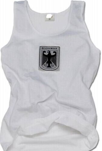 Authentic German Military Bundeswehr Vest Tank Top Jersey White w/ Patch Eagle - Picture 2 of 2