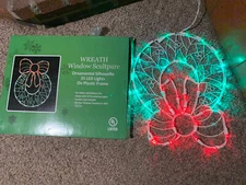 vickerman christmas wreath VINTAGE led light up window wall fireplace