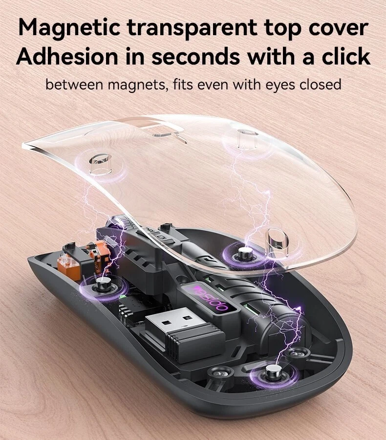 2.4G+BT Wireless Slim USB Rechargeable Mouse Optical Sensor 3DPI Mode PC Laptop - Image 3 of 4