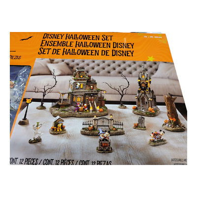 Disney Halloween Set Village Haunted House 12 Piece Ensemble