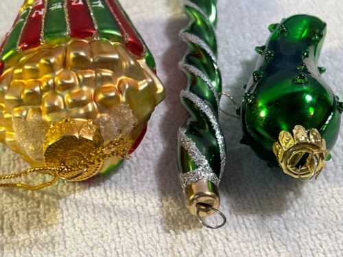 Christmas ornaments set of 3 glass twist icicle french fries & pickle PO5372 - Bild 8 von 8
