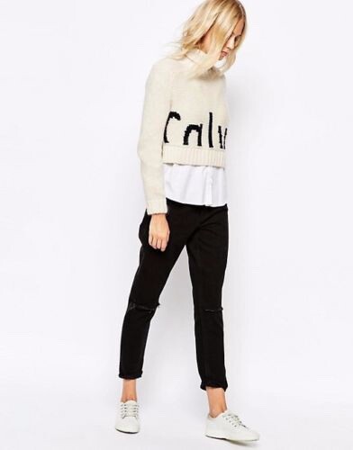 Calvin Klein Jeans Cropped High Neck Jumper With Front Logo XL RRP £145 - Picture 4 of 4