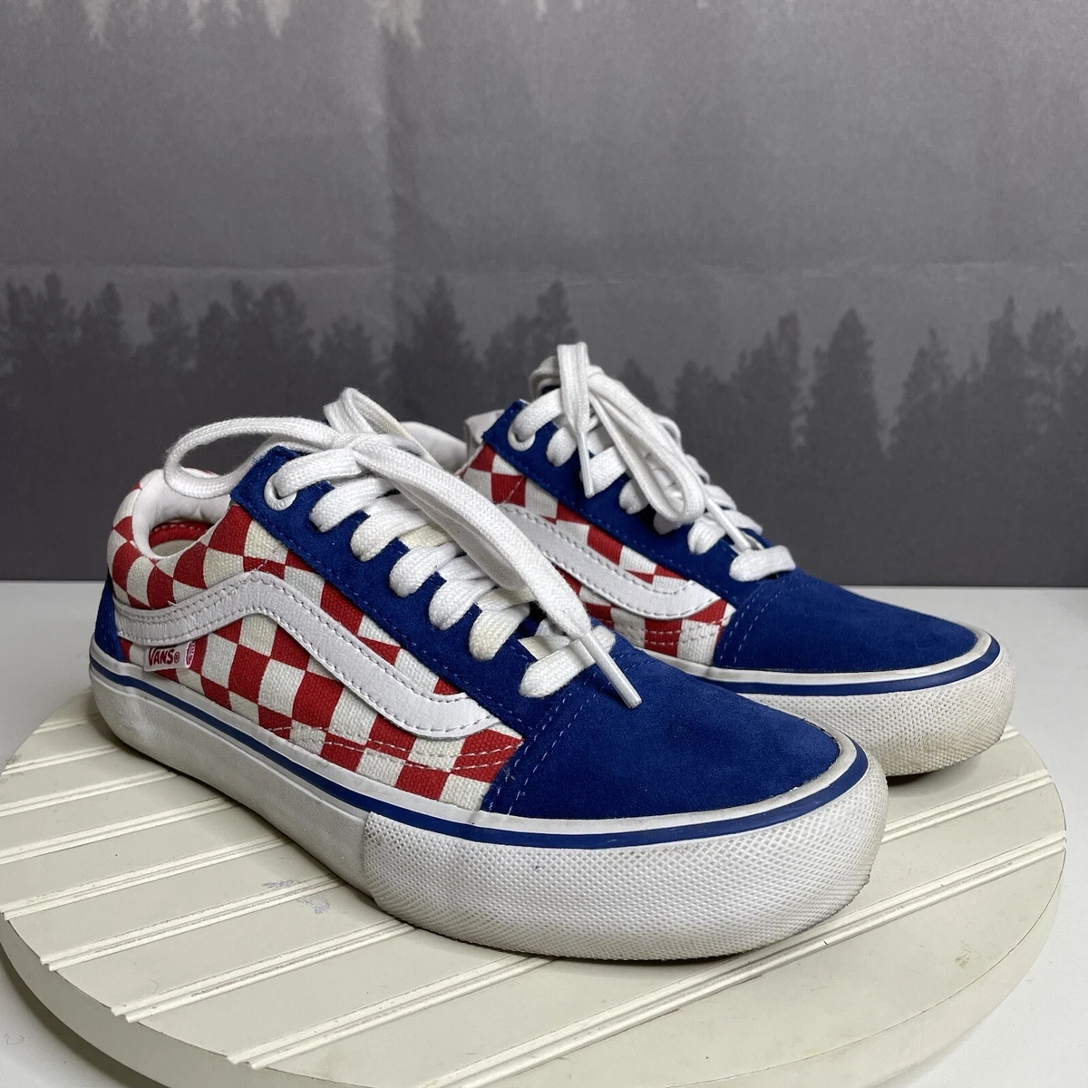 VANS Old Skool Checkered Red White Blue Mens Size 4 Womens 5.5