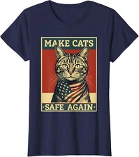 Make Cats Safe Again Cat Vintage Picture Design Elect Ladies' Crewneck T-Shirt