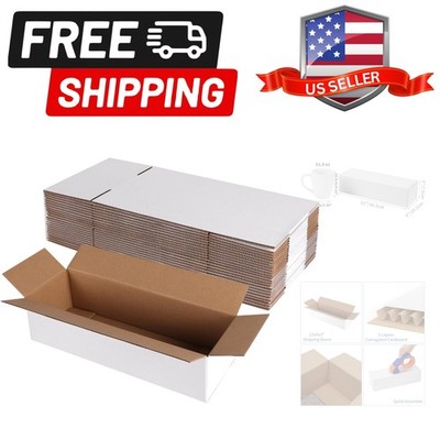 12x4x3 Shipping Boxes Set of 25, White Corrugated Cardboard Box for Small Bus...