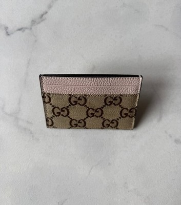 Gucci Kartenetui GG Monogram Canvas Leder Rosa Made in Italy 238108