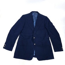 VTG 70s Mens Suit Jacket Leisure Blazer Blue Two Button Pockets Size  READ