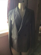 Business Blazer Jacket Womens 6 Gray One Button Tailored Lined Work Office