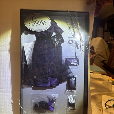 #ad Ashton Drake Gene Outfit Purple Button Down Dress Hat Shoes Purse Jewelry $22.00