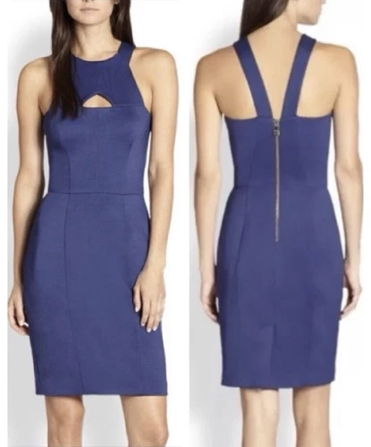 Abito Burberry London blu lapislazzuli aderente a forma di fascia US 6 nuovo con etichette