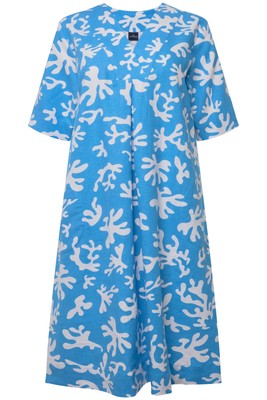 Laurasøn Damen Leinenmix Kleid A Line V Ausschnitt Halbarm 827280