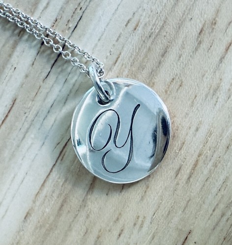 Tiffany & Co. Letter Script Alphabet Y Initial Round Disc Charm Pendant Necklace - Picture 2 of 8
