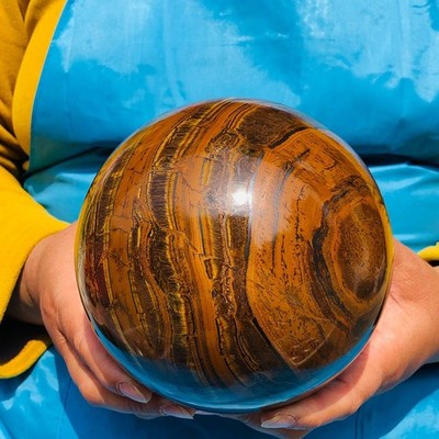 7.65LB Natural tiger-eye ball Quartz Crystal sphere Mineral Reiki healing