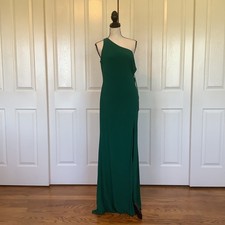 IEENA for Mac Duggal Emerald Green One Shoulder Draped Back Gown Size 4 NWT