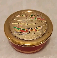 Vintage 1986 Himark "Happy Holidays" Art of Chokin Porcelain Trinket Box & Lid