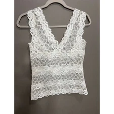 Josie Natori Medium Rose Parfait White Allover Lace Tank Coquette Fairy Formal