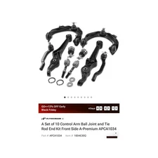 10pc Control Arm Ball Joint Tie Rod End Kit Front Side APCA1034