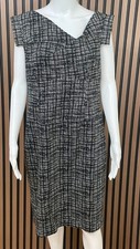 Adrianna Papell Women's Dress Black Knee Length 14 Classic Cap Sleeve Geometric