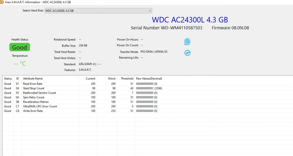 Western Digital AC24300-40LC HDD, 4 GB , IDE/ATA/ATAPI-4, 3.5"- Tested w/pics - Image 3 of 4