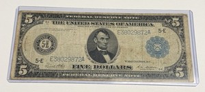 Fine 1914 $5 U.S. Federal Reserve Note, White-Mellon (Fr #863, Richmond VA 5-E)