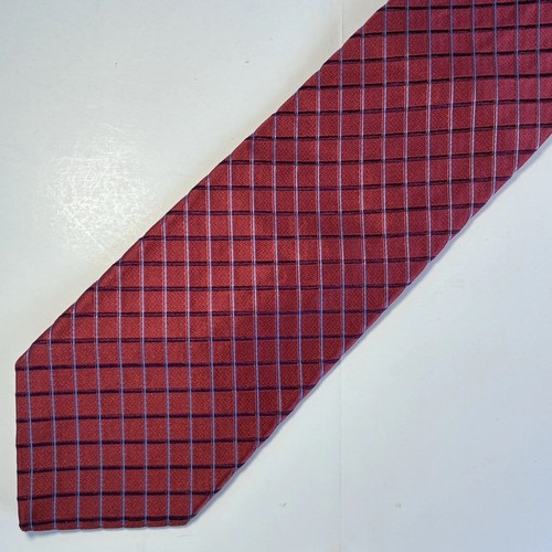 Ike Behar Men's Tie Jacquard Silk Blue/Burgundy Crosshatch on Dark Pink 3.75x59” - Picture 7 of 9