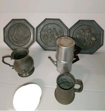 Lotto 6 Pz. antichi in Peltro e Alluminio Vintage 