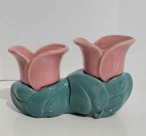 Vintage Brush Pottery Double Tulip Planter #670