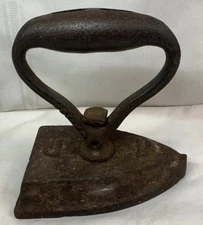 Antique Cast Iron Clothes Iron With Handle