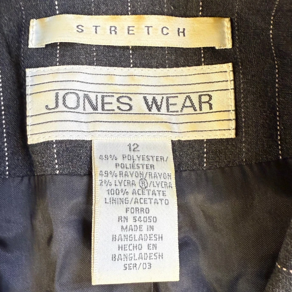 Женский блейзер Jones Wear с подкладкой размер 12 серый в тонкую полоску эластичный карьерный офис - Изображение 4 из 4