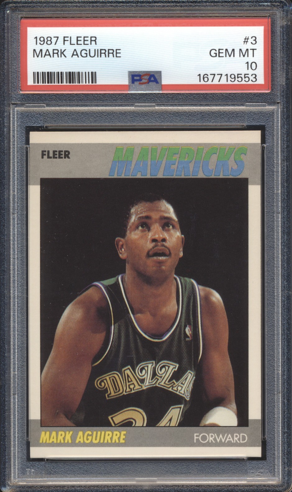 1987 Fleer Basketball Mark Aguirre #3 PSA 10 MAVERICKS GEM MINT POP 13 view 1