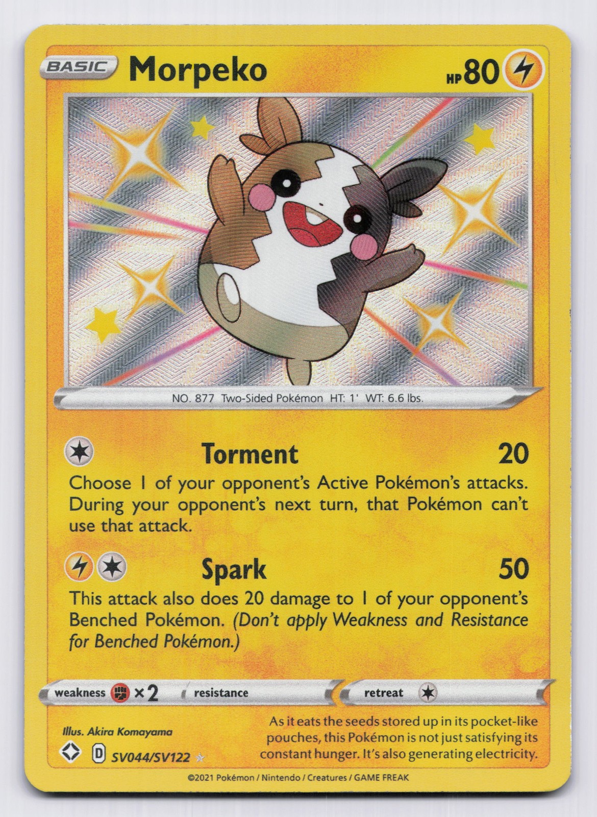 Morpeko Holofoil Shiny Holo Rare Shining Fates: Shiny Vault SV044/SV122 NM