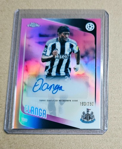 2025/26 TOPPS CHROME UEFA UCC ANTHONY ELANGA PINK REFRACTOR AUTO RARE SP #/250