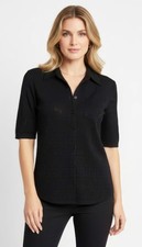 FENDI Vintage Zucca Monogram Logo Shirt Top Button Black Wool 40