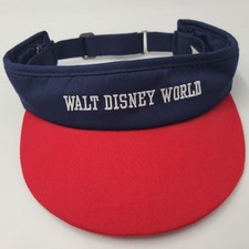 Vintage Walt Disney World Visor Hat Strapback Goofys Hat Co Blue Red Made in USA