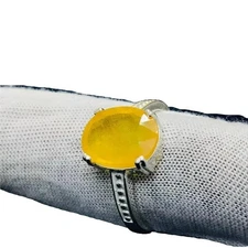 NATURAL CITRINE NOVEMBER BIRTHSTONE 925 SOLID SILVER MINIMAL WEDDING GIFT RING