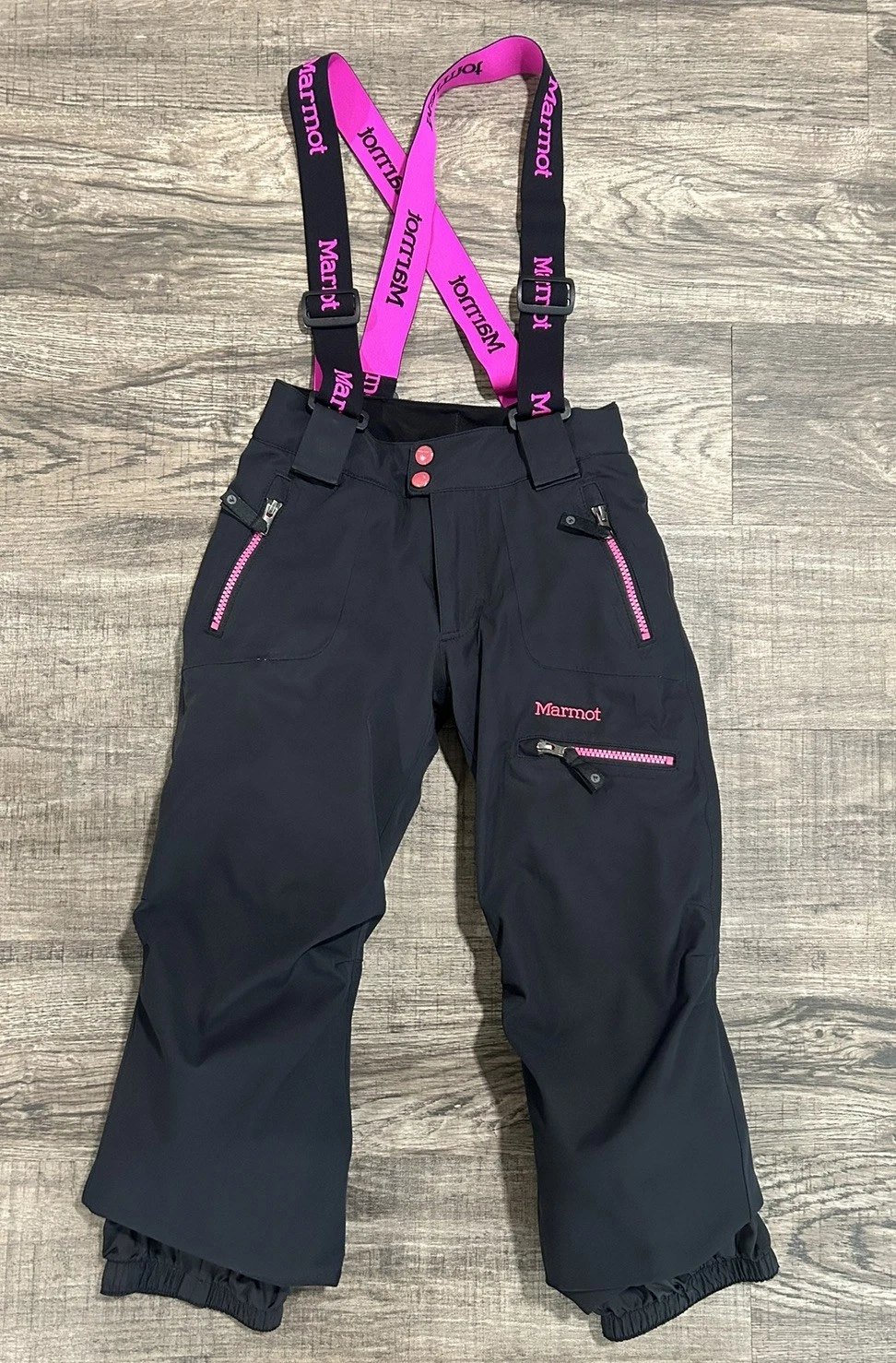 Marmot Snow Pants Youth Small Pink Bib Suspenders Overalls Ski Snowboard
