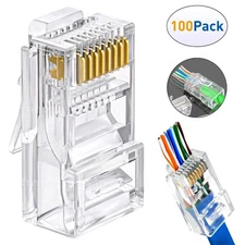 100pcs RJ45 Pass Through Modular Plug Network Cable Connector End 8P8C CAT6 CAT5