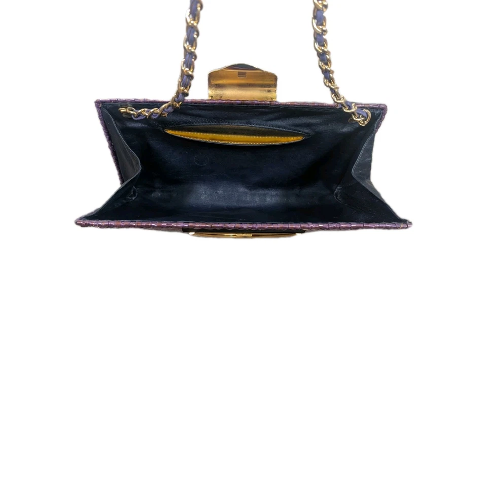 Bolso sin asas/monedero vintage años 60 Rodo mimbre púrpura hecho en Italia Foto 2 de 4