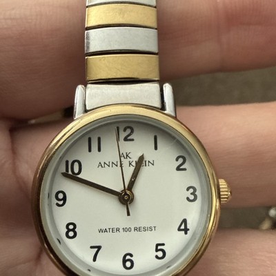 Vintage Anne Klein Two Tone Expandable Band Wrist Watch Water Resistant 100Ft