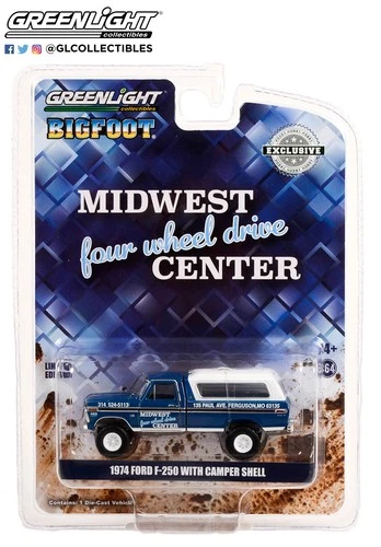 Greenlight Midwest 4x4 Center 1974 Ford F-250 with Camper Shell 30345