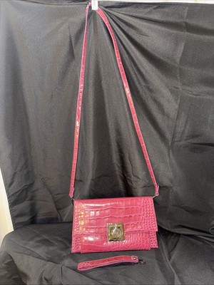 David Jones Cross Body Shoulder Bag Pink Leather Adjustable Strap Zip Pockets