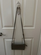 TORY BURCH PEBBLE FRENCH GRAY LEATHER CROSSBODY BAG GOLD TONE HARDWARE