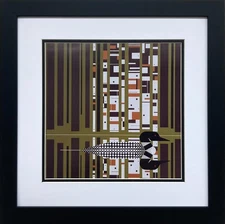 Charley Harper "Loonscape"  Custom Framed Art Print, Birds