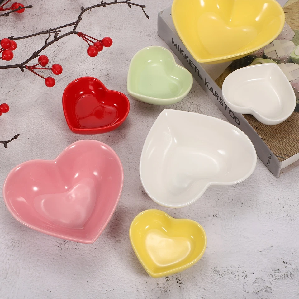 Pink Heart-shaped Ceramic Side Dipping Bowl, 3" Porcelain Dish Bowl Set of 12 - image 4 of 4