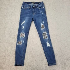 Judy Blue Jeans Womens 7/28 (meas 26x28) Blue Skinny Distressed Denim JB84163